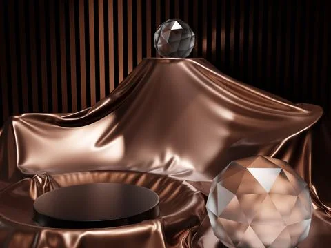 .template design with bronze fabric and pedestal in the center for advertisin Stock Illustration