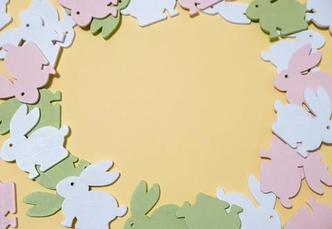 Template for design from Easter bunnies with copy space Stock Photos