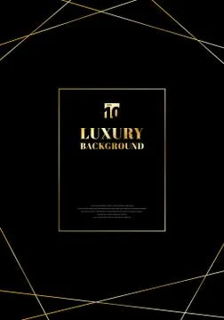 Template design frame golden lines on black background. Luxury elegant trendy Stock Illustration