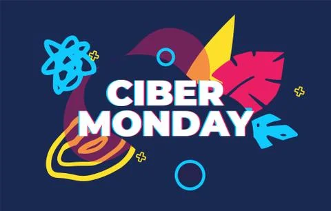 Template design geometric web banner for cyber monday offer. Promotion design Stock Illustration
