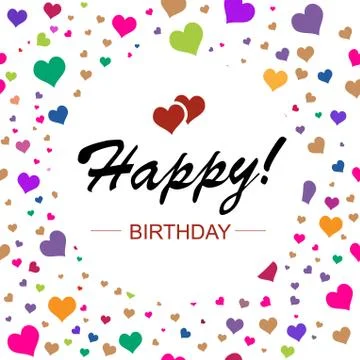 Template design for horizontal card. Happy birthday in circle on Stock Illustration
