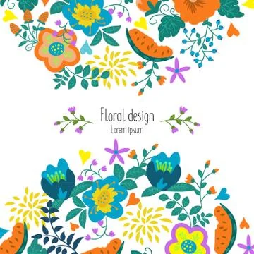 Template design invitation with flowers Stock Illustration