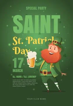 Template design poster vector for St. Patrick's party. Stock Illustration