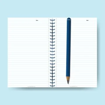 Template design for your project with opened notes and pencil. vector illustr Illustrazione stock