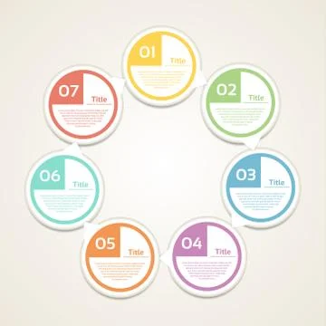 Template for diagram, graph, presentation and chart. Business concept with 7 Illustrazione stock
