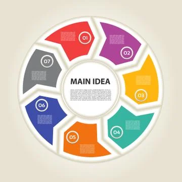 Template for diagram, graph, presentation and chart. Business concept with 7 Stock Illustration