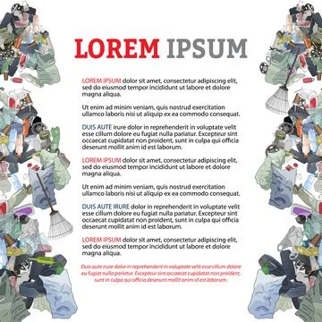 Template with different kinds of garbage and bags. The concept of ecology and Stock Illustration