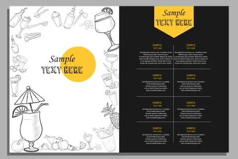 Template of different types of Cocktail for menu background design of Hotel o Stock Illustration