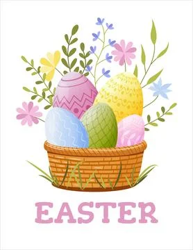 A template for an Easter banner, greeting card, or poster. Colorful Easter .. Stock Illustration