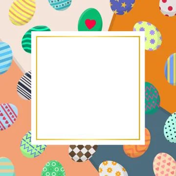 Template of Easter Card with Colorful Eggs on Overlap Background. Vector. Stock Illustration