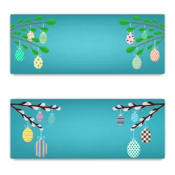Template of Easter Discount, Brochure, Postcard, Flyer. Vector illustration. Stock Illustration
