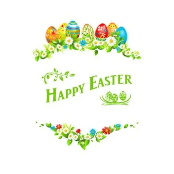 Template Easter illustration flowers Stock Illustration