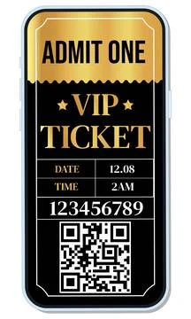 Template for electronic VIP ticket in mobile phone. Stock Illustration