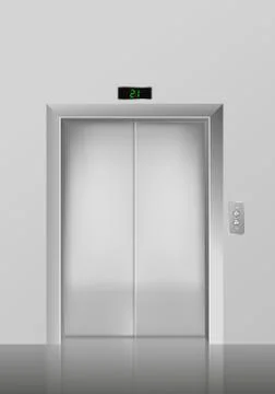 Template of elevator with closed door realistic vector illustration isolated. Stock Illustration