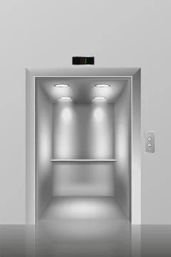 Template of elevator or lift empty cabin, realistic vector illustration. Stock Illustration
