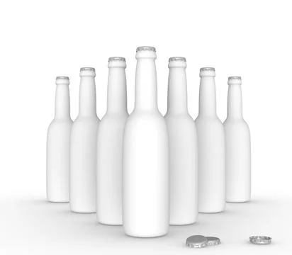 Template empty bottle mockup white background , 3d rendering Stock Illustration