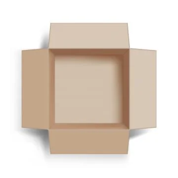 Template empty open cardboard box. Top view 库存插图