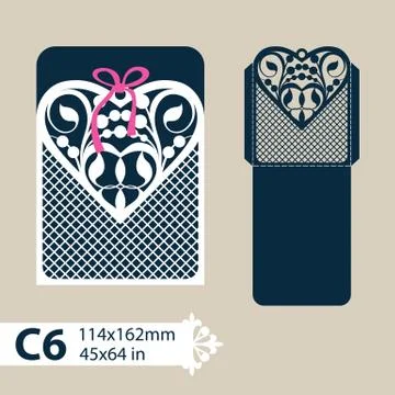 Template envelope with carved openwork heart Stock Illustration