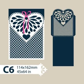 Template envelope with carved openwork heart Stock Illustration