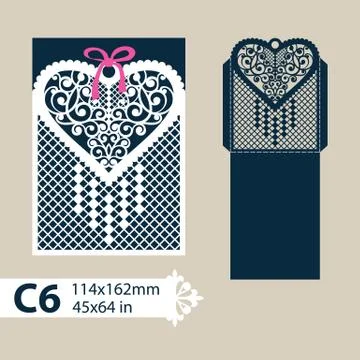 Template envelope with carved openwork heart Stock Illustration
