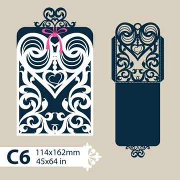 Template envelope with carved openwork heart Stock Illustration