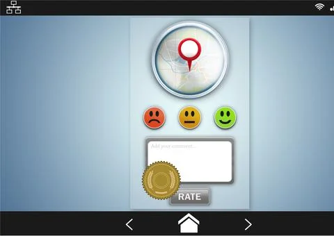 Template of feedback template with different emojis and blank text box against Stock Illustration