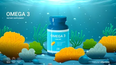 Template of fish oil ad Stock Illustration