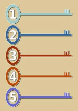 Template with five options with multicolored keys. One option is always one key Stock Illustration