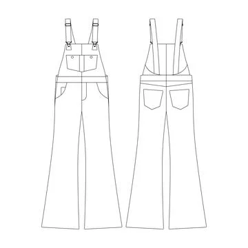 Template flared overall vector illustration flat design outline clothing co.. Stock Illustration