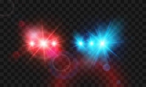 Template flash red and blue light police car siren. Vector illustration isola Stock Illustration
