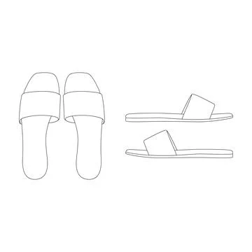 Template flat mules vector illustration flat design outline clothing collecti Stock Illustration