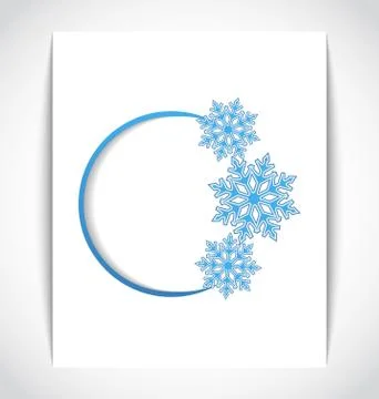Template frame design with christmas snowflake Stock Illustration