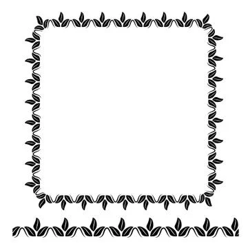 Template - Frame - Floral Border - Square 01 01A Stock Illustration