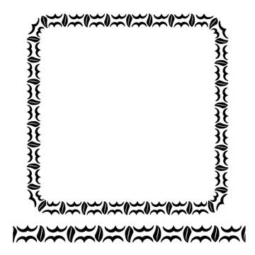 Template - Frame - Floral Border - Square 01 01A Stock Illustration