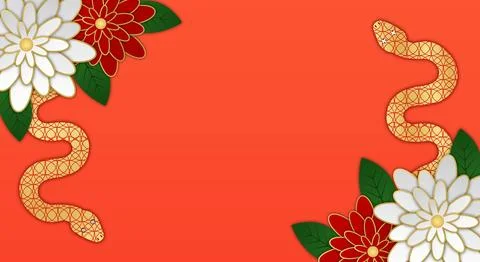 Template, frame for poster, cards, banner for Chinese Year of the Snake. Stock Illustration