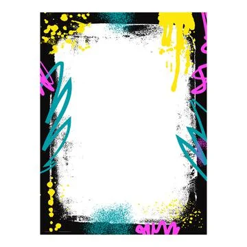 Template frame with spots. Graffiti spray art mockup background. Border with Stock Illustration