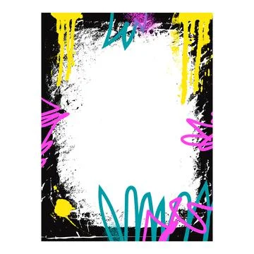 Template frame with spots. Graffiti spray art mockup background. Border with 库存插图