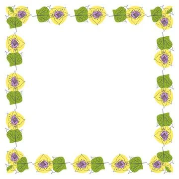 Template frame of spring flowers line art. Stock Illustration