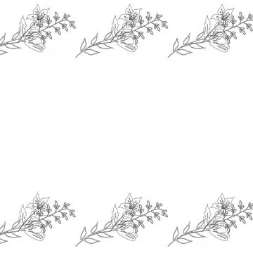 Template frame of spring flowers line art. Illustrazione stock