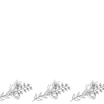 Template frame of spring flowers line art. Stock Illustration