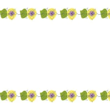 Template frame of spring flowers line art. Stock Illustration