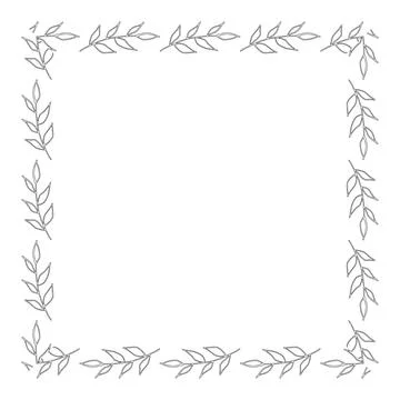 Template frame of spring flowers line art. Stock Illustration