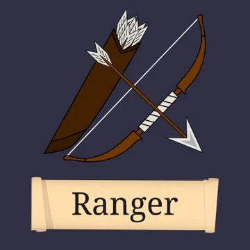 Template of Game Character, Class. Ranger Class. Attributes of ranger. Vector. Stock Illustration