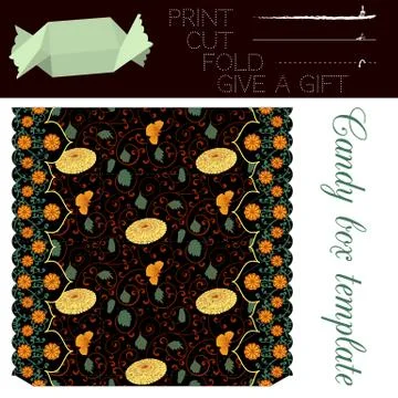 Template for gift box of candy with elegant chinase seamless pattern with Stock Illustration