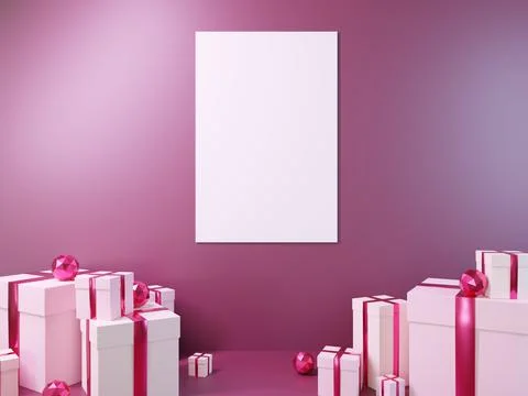Template with gift box white color Stock Illustration