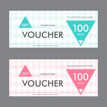 Template gift voucher with background of triangle elements. Stock Illustration