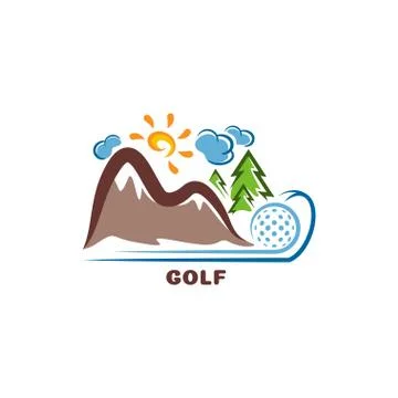 Template golf logo. Funny cartoon colored logo. Stock Illustration