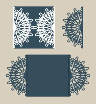 Template greeting card with openwork pattern Stock Illustration