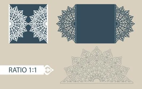 Template greeting card with openwork pattern Stock Illustration