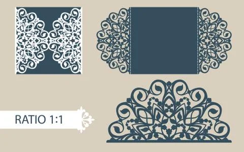 Template greeting card with openwork pattern Stock Illustration